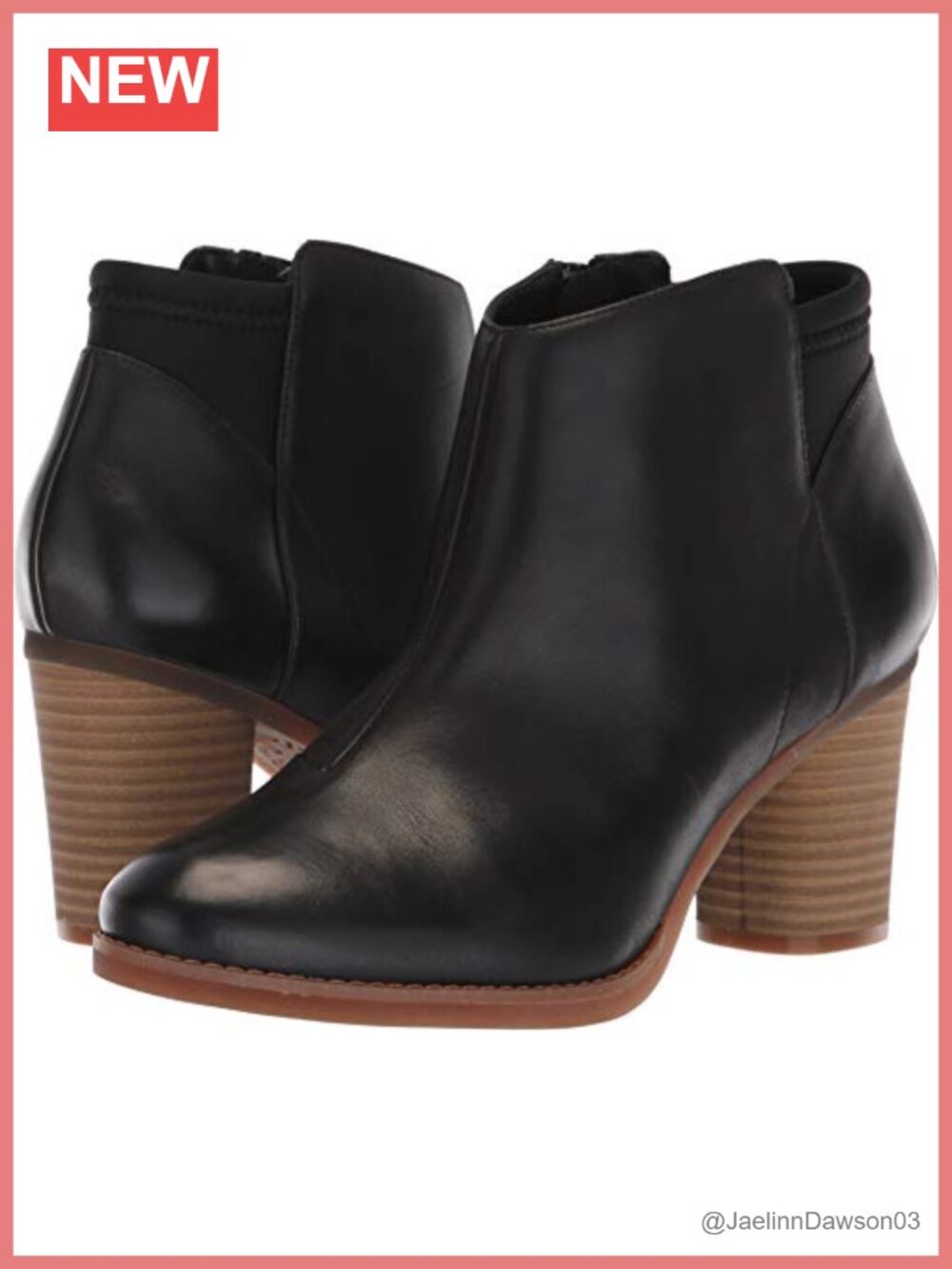Soft Leather Ankle Bootie with 3" Block Heel and Round Toe